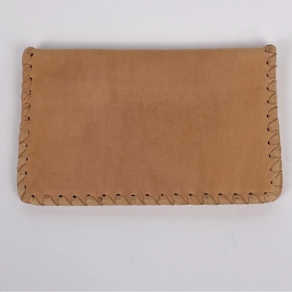 Vintage Tan Leather Bi-Fold Wallet with Embossed Deer; Grandpa,